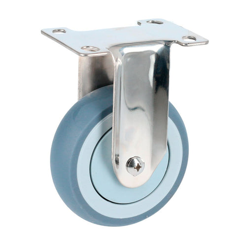 Rodaja De TPR Gris Con Herrajes De Acero Inoxidable Fija 4, Surtek RTI10F