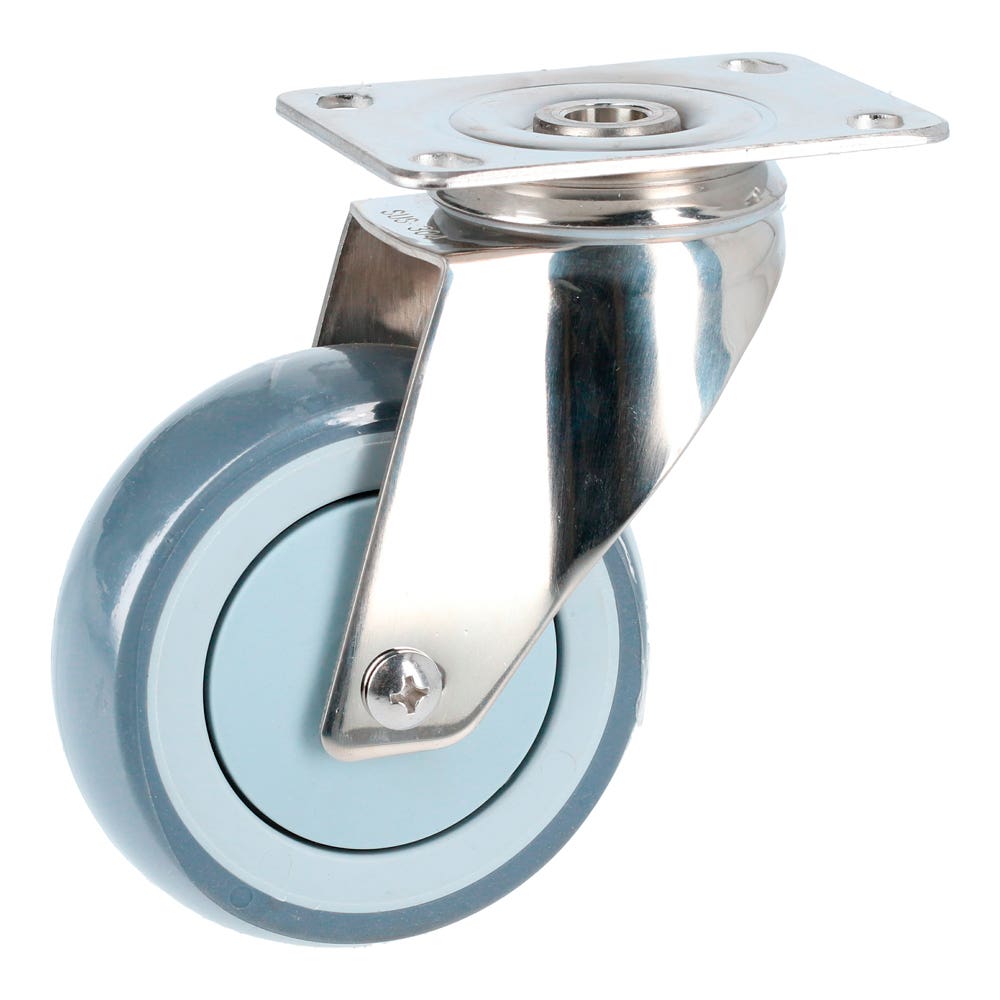 Rodaja De TPR Gris Con Herrajes De Acero Inoxidable Giratoria 4, Surtek RTI10G