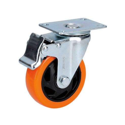 Rodaja De PVC Naranja Giratoria Con Freno 3, Surtek RV7B