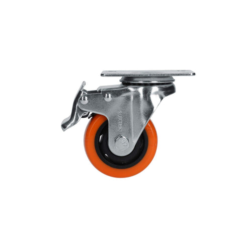 Rodaja De PVC Naranja Giratoria Con Freno 3, Surtek RV7B