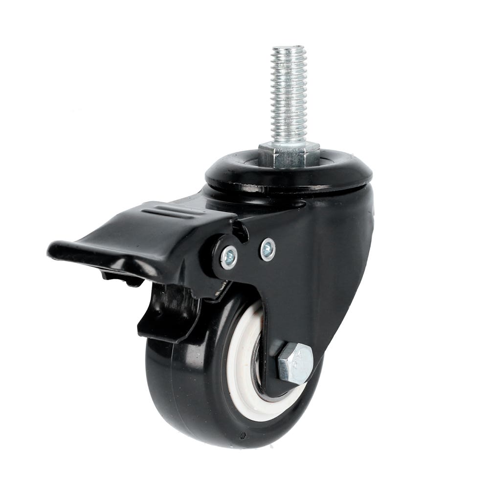 Rodaja De PVC Negro Con Espiga Roscada Con Freno 2, Surtek RVNE5B
