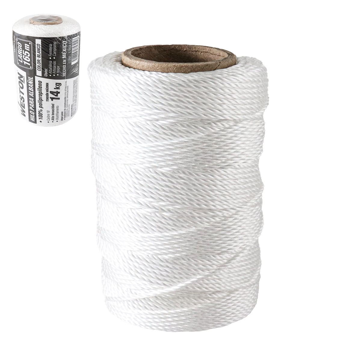Hilo para Albañil de Polipropileno Cal. 18 Blanco Grande 165M | SA-305-6160