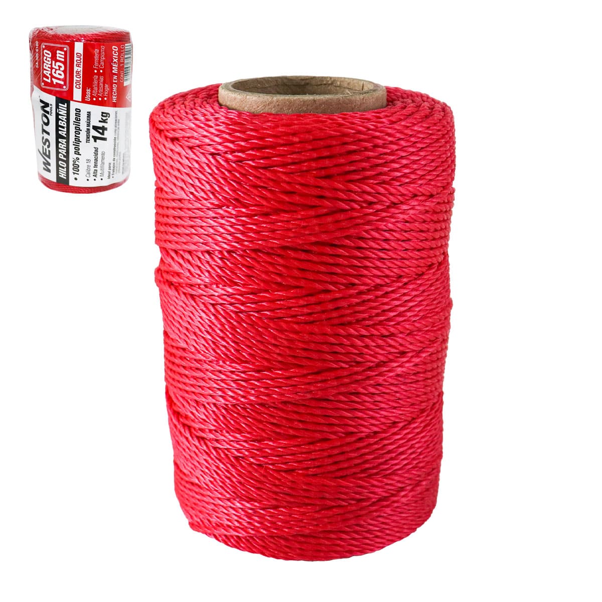 Hilo para Albañil de Polipropileno Cal. 18 Rojo Grande 165M | SA-305-6180