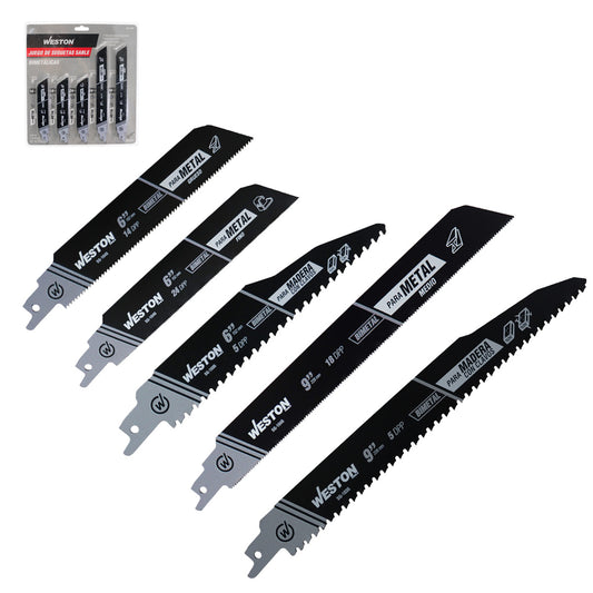 Segueta Sable Bimetálica 6" 5DPP, 6" 14DPP, 6" 24DPP, 9" 5DPP & 9" 18DPP (Juego con 10 Piezas) | SG-1035