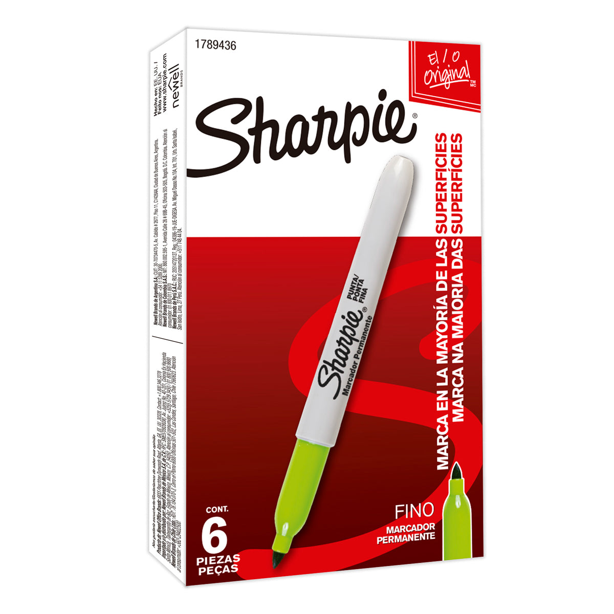 Marcador Permanente Sharpie Punta Fina Verde Limon