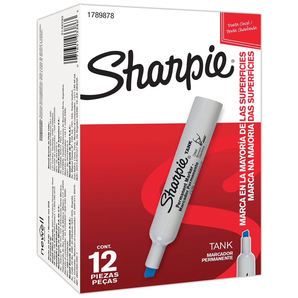Marcador Permanente Sharpie Tank Punta Cincel Azul