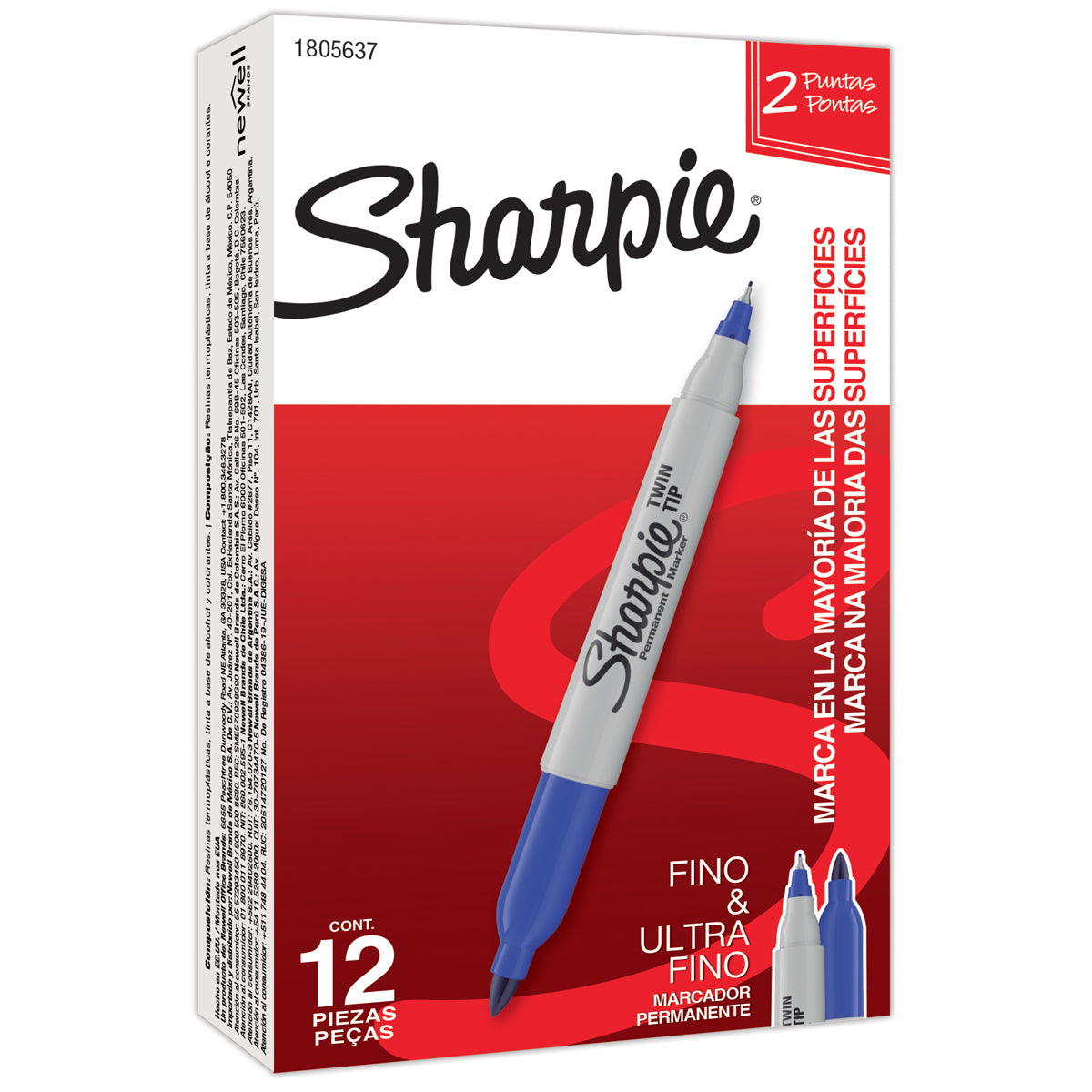 Marcador Permanente Sharpie Doble Punta (Twin Tip) Azul