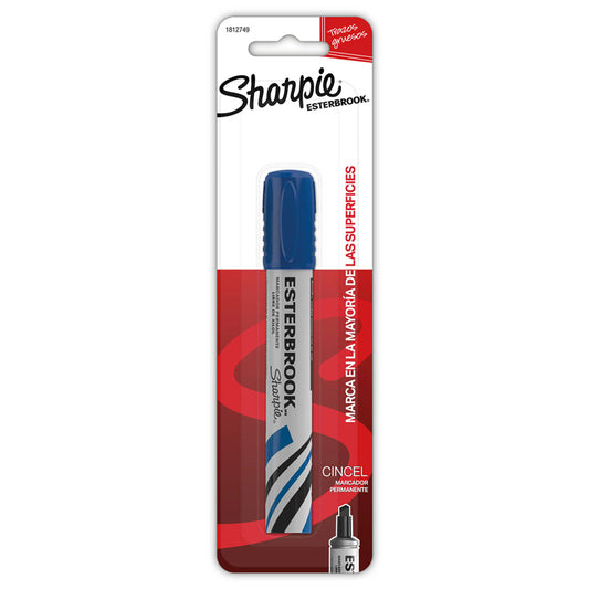 Marcador Permanente Esterbrook Punta Cincel Azul (Blister Individual)