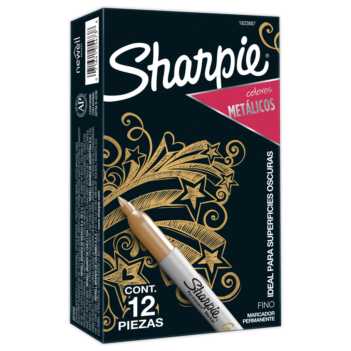 Marcador Permanente Sharpie Metálico Punta Fina Oro