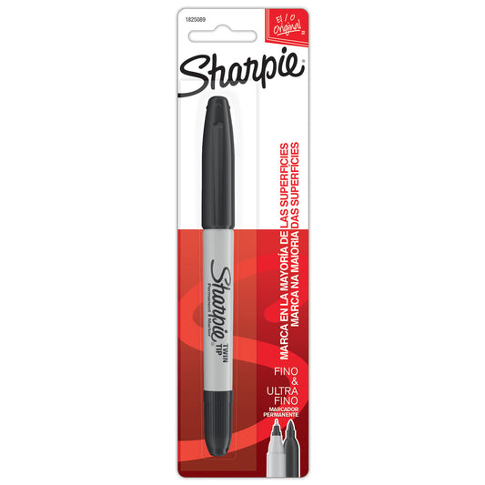 Marcador Permanente Sharpie Doble Punta (Twin Tip) Negro (Blister Individual)