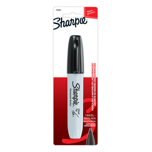 Marcador Permanente Sharpie Punta Cincel Negro (Blister Individual)