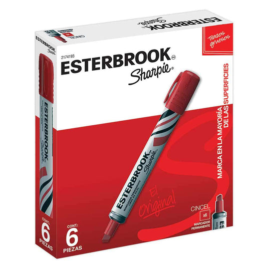 Marcador Permanente Esterbrook Punta Cincel Rojo