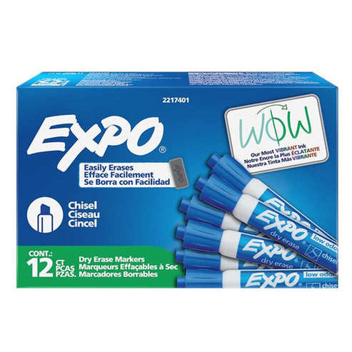 Marcador Para Pizarrón Expo Low Odor Punta Cincel Azul