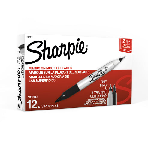 Marcador Permanente Sharpie Doble Punta (Twin Tip) Negro