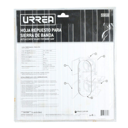 Hoja Para Sierra De Banda 18, 3 DPP, Urrea SSB18