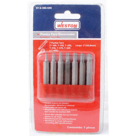 Juego 7 Piezas Puntas Torx A 1" (10, 15, 20, 25, 27, 30, 40) | ST-6-200-040