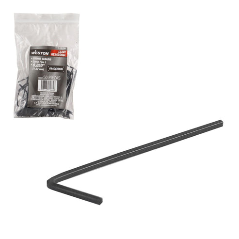 Llave Hexagonal L Corta .050" (precio X Pza - Empaque C/50 Pzas)