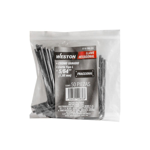 Llave Hexagonal L Corta Crv  5/64"  (precio X Pza - Empaque C/50 Pzas)