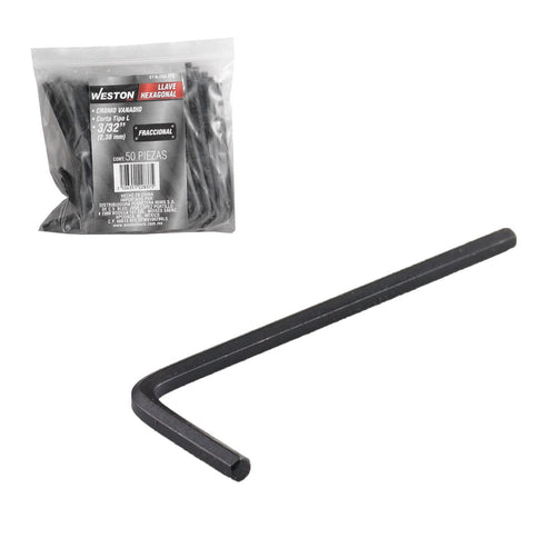 Llave Hexagonal L Corta Crv  3/32" (precio X Pza - Empaque C/50 Pzas)
