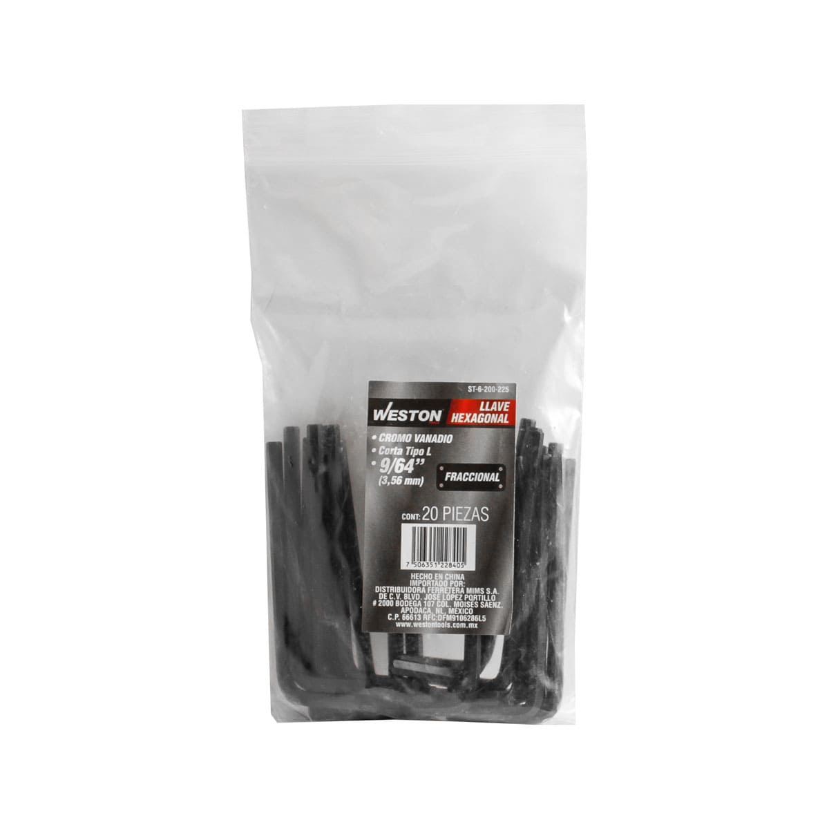 Llave Hexagonal L Corta Crv  9/64"  (precio X Pza - Empaque C/20 Pzas)