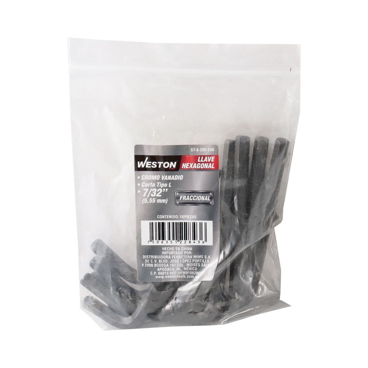 Llave Hexagonal L Corta Crv  7/32"  (precio X Pza - Empaque C/10 Pzas)