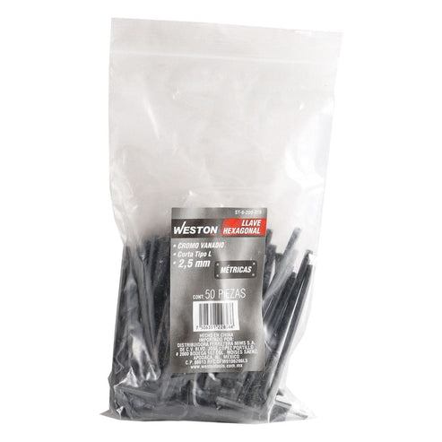 Llave Hexagonal L Corta Crv  2,5MM  (precio X Pza - Empaque C/50 Pzas)