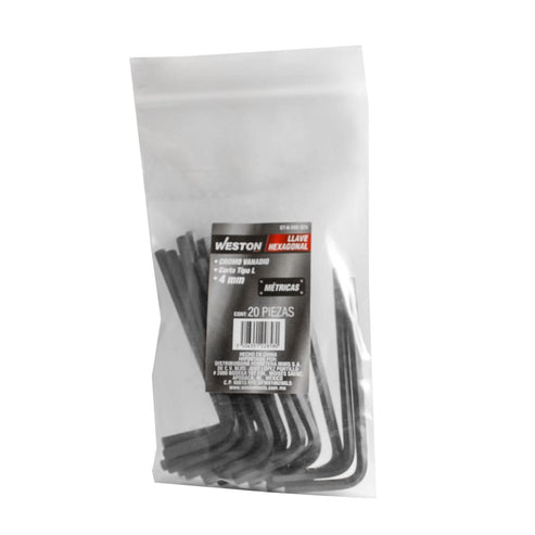 Llave Hexagonal L Corta Crv  4MM  (precio X Pza - Empaque C/20 Pzas)