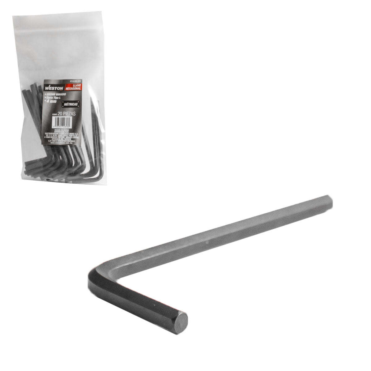 Llave Hexagonal L Corta Crv  4MM  (precio X Pza - Empaque C/20 Pzas)