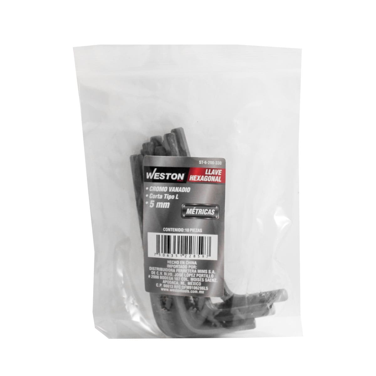 Llave Hexagonal L Corta Crv  5MM  (precio X Pza - Empaque C/10 Pzas)