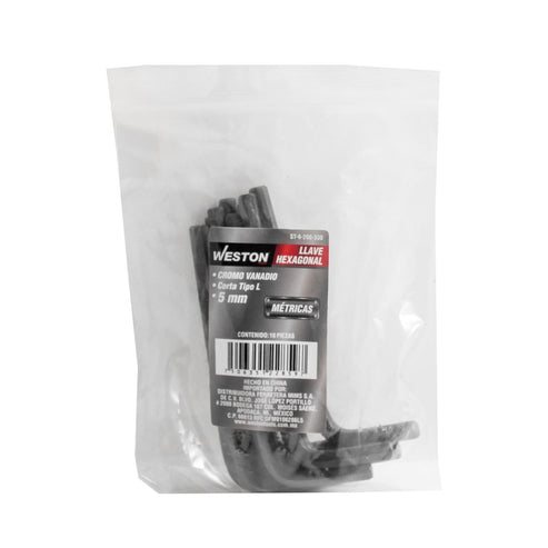 Llave Hexagonal L Corta Crv  5MM  (precio X Pza - Empaque C/10 Pzas)