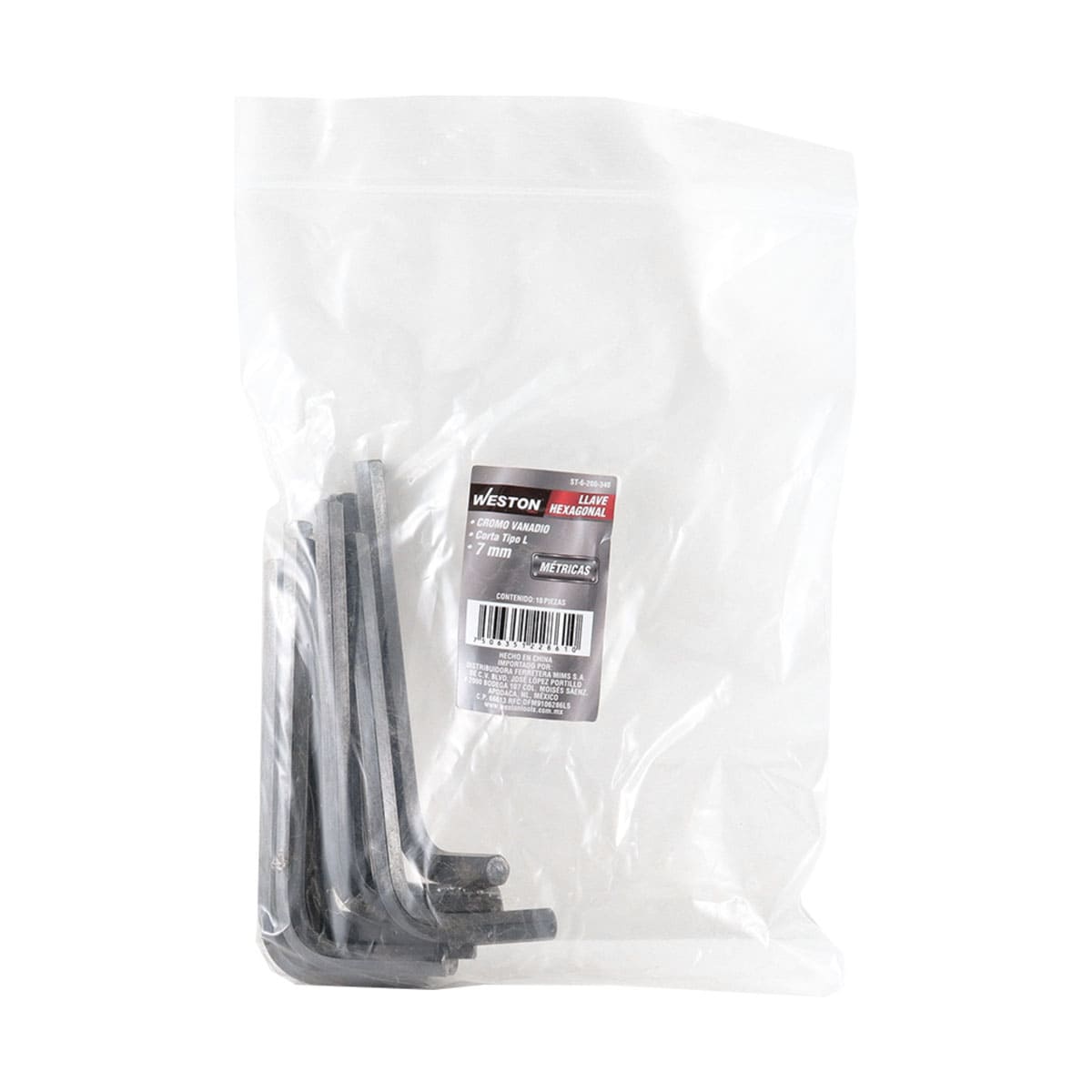 Llave Hexagonal L Corta Crv  7MM  (precio X Pza - Empaque C/10 Pzas)