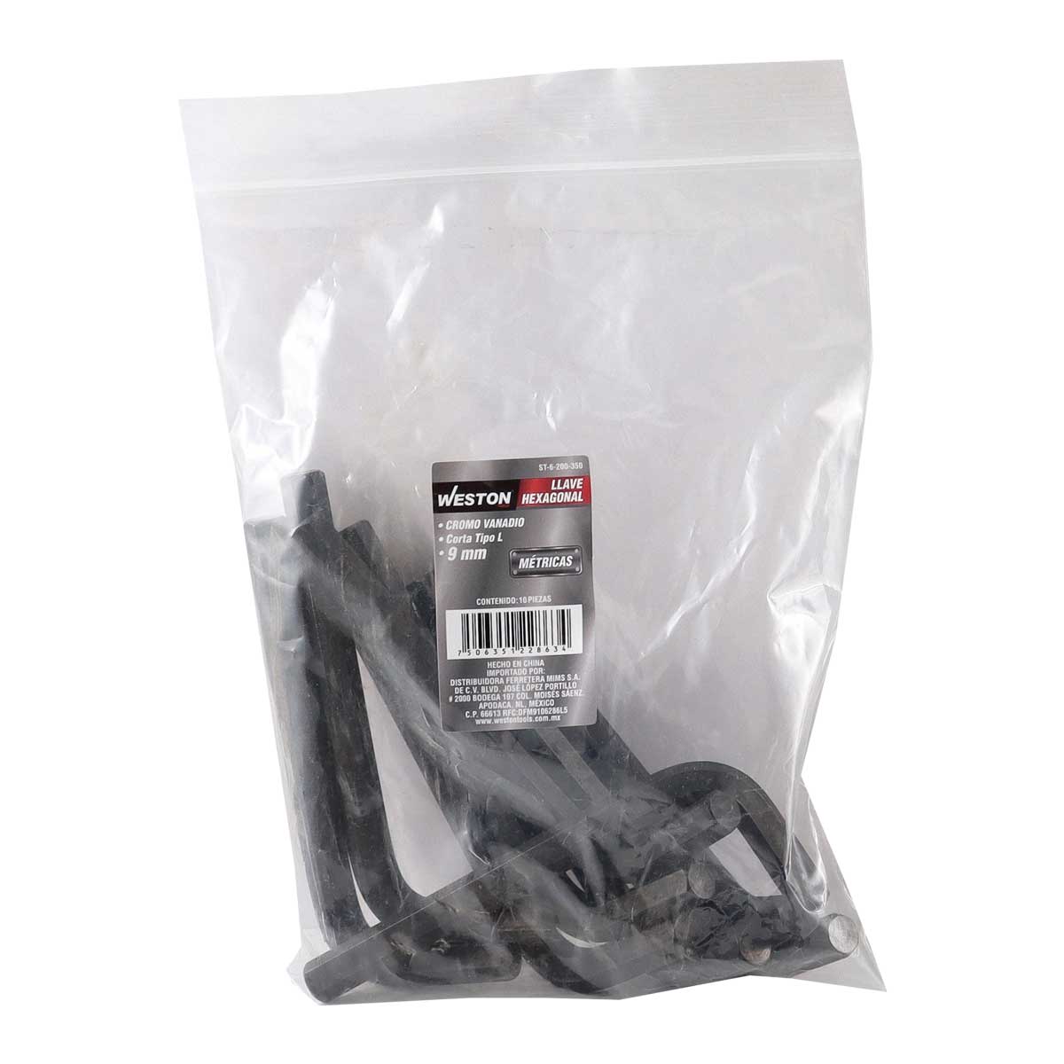 Llave Hexagonal L Corta Crv  9MM  (precio X Pza - Empaque C/10 Pzas)