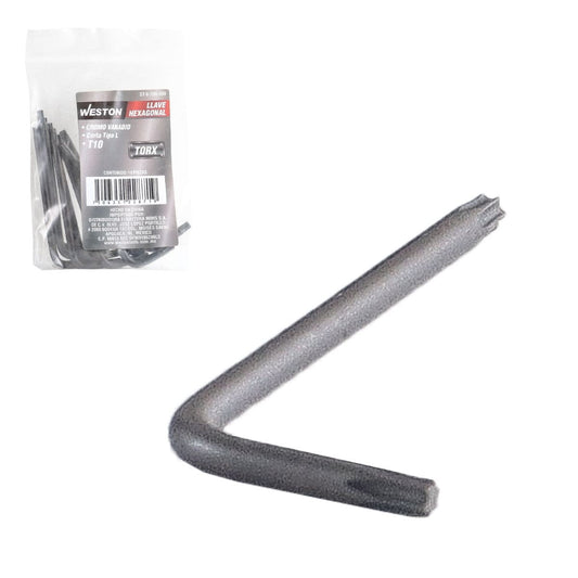 Llave Hex, L Puntas Torx Corta Crv  T10  (precio X Pza - Empaque C/10 Pzas)