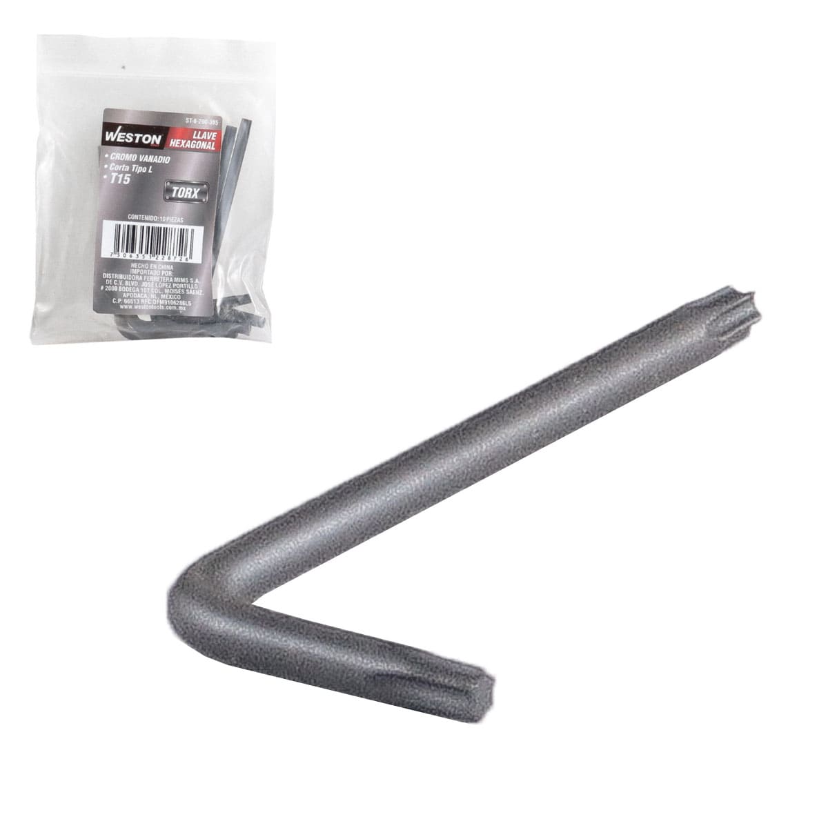 Llave Hex, L Puntas Torx Corta Crv  T15  (precio X Pza - Empaque C/10 Pzas)