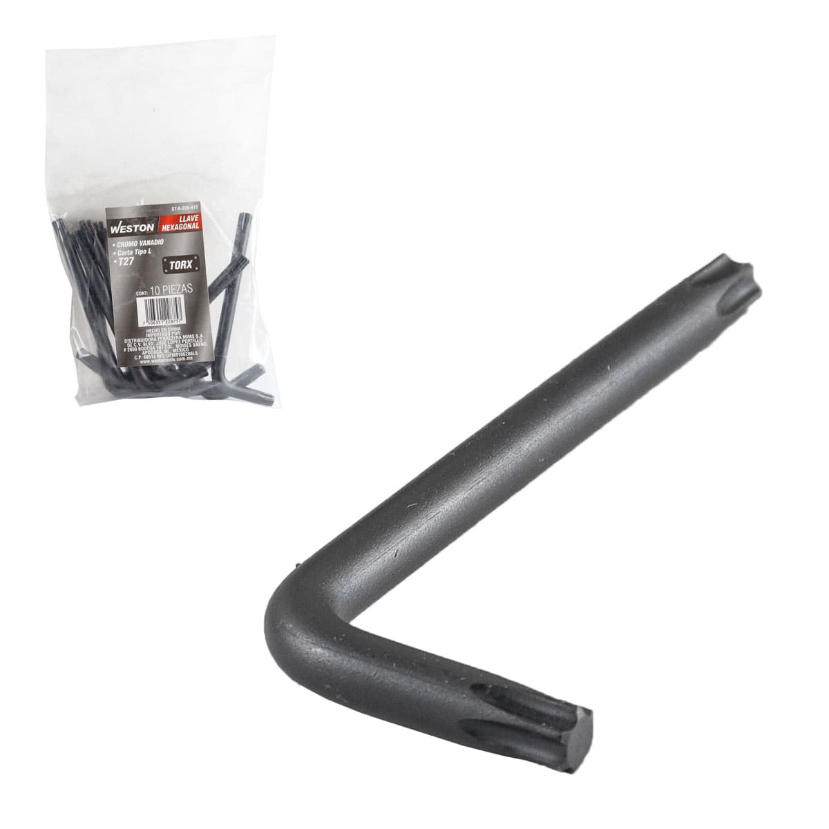 Llave Hex, L Puntas Torx Corta Crv  T27  (precio X Pza - Empaque C/10 Pzas)