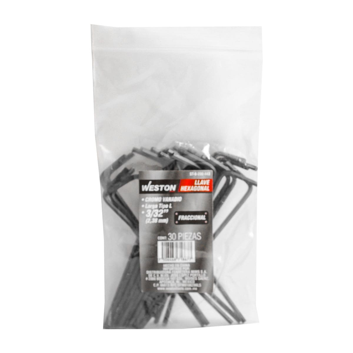 Llave Hex, L Larga 3/32'' (precio X Pza - Empaque C/30 Pzas)