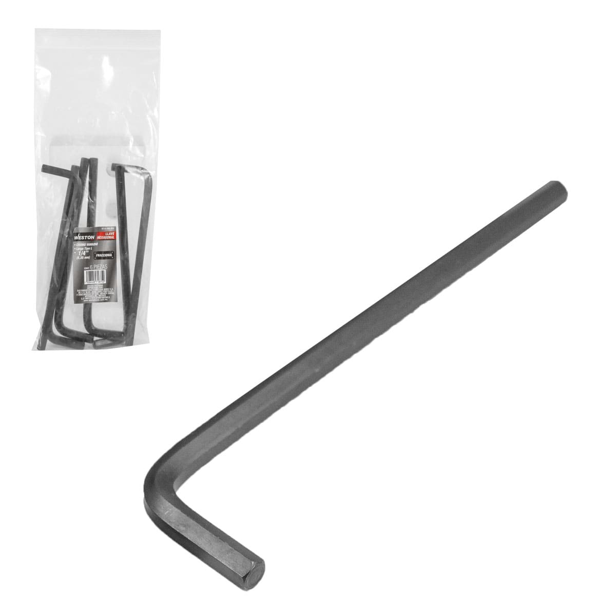 Llave Hex, L Larga 1/4'' (precio X Pza - Empaque C/6 Pzas)