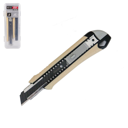 Cúter Retráctil Profesional Ergonómica de ABS con Recubrimiento Goma Tipo Madera 18 x 100MM | ST-6-300-135