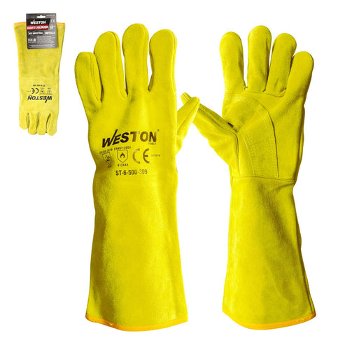 Guante Soldador Amarillo Con Ref. En Palma, Uso Industrial Tipo A 16" | ST-6-500-309