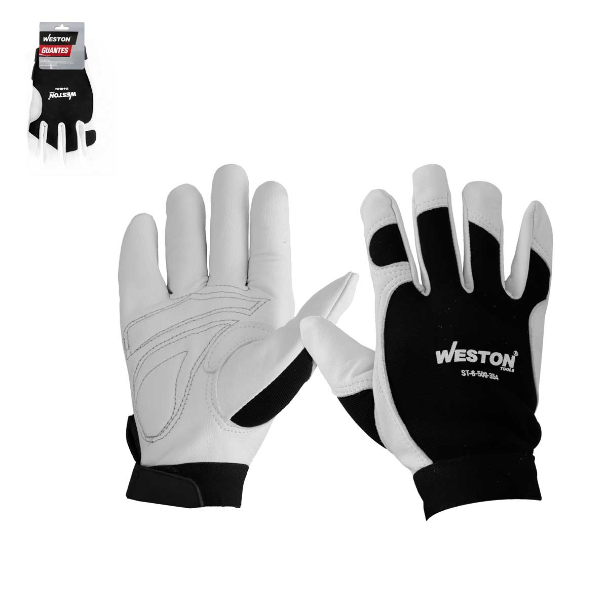 Guante De Trabajo De Piel De Cabra Uso General Ajustable Gancho Y Felpa Pulgar Keystone 8.8" | ST-6-500-354
