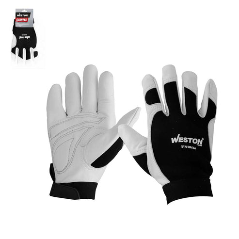 Guante De Trabajo De Piel De Cabra Uso General Ajustable Gancho Y Felpa Pulgar Keystone 8.8" | ST-6-500-354