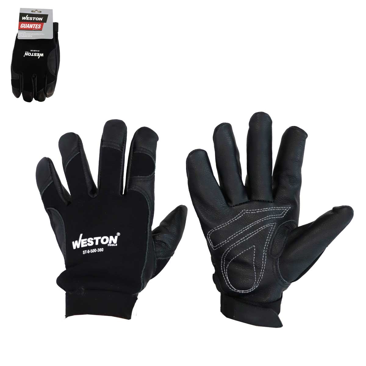 Guante De Trabajo De Piel De Res Uso General Ajustable Gancho Y Felpa Pulgar Keystone 9.5" | ST-6-500-360