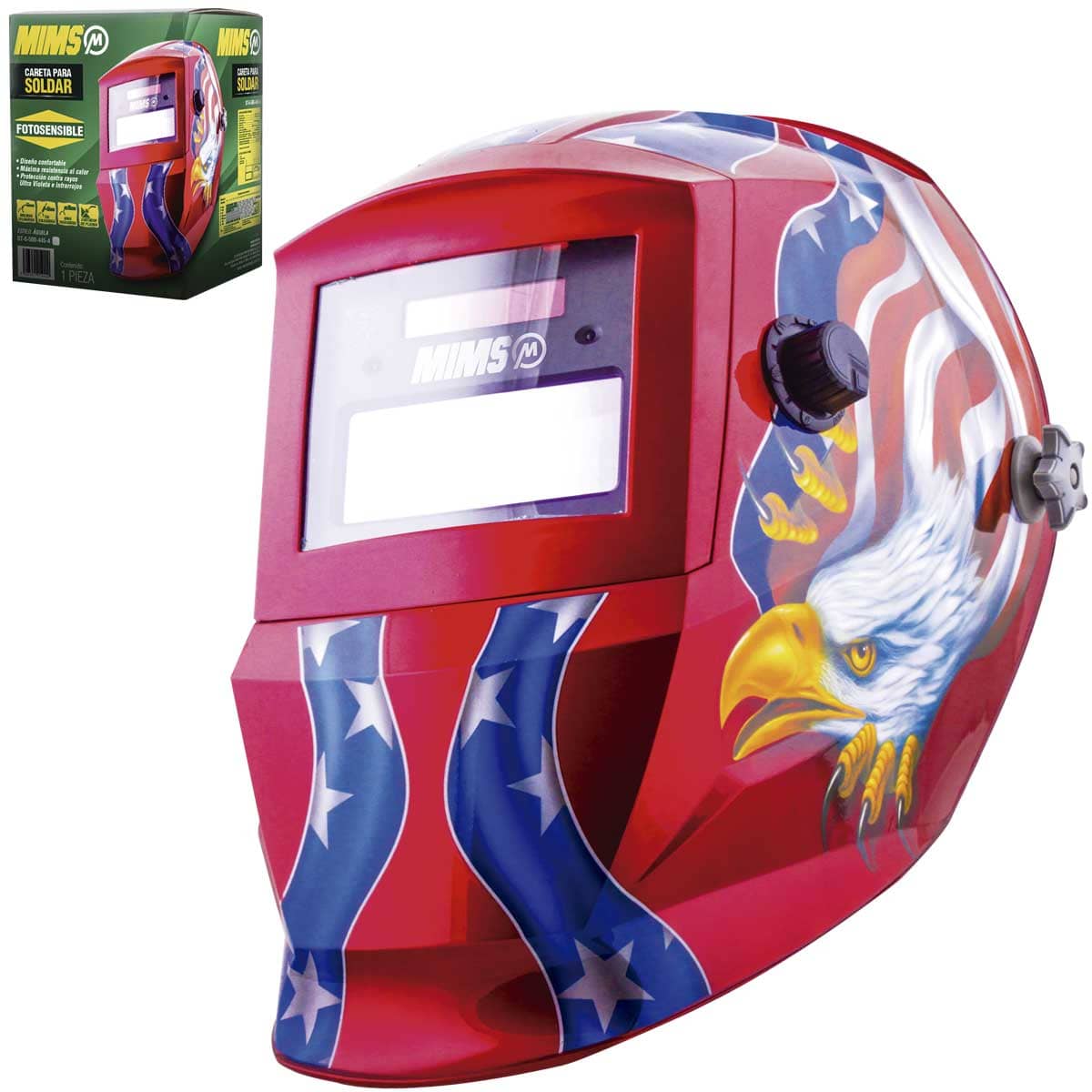 Careta Para Soldar MIMS Águila Sencilla Rojo/Azul | ST-6-500-445-4