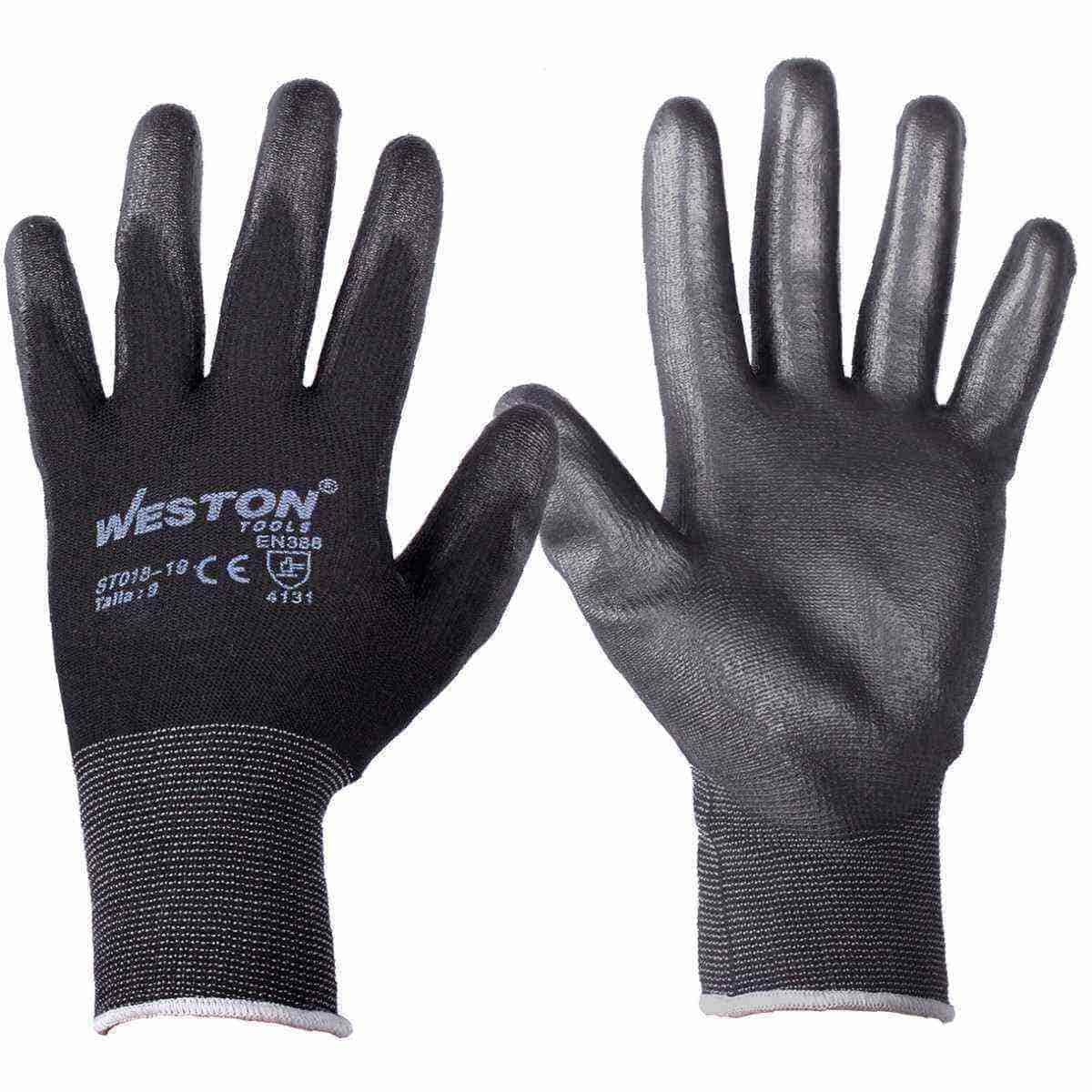 Guante Nylon Normal Con PU 13G Negro 9 (Precio X Par - Empaque Con 10 Pares) | ST018-19