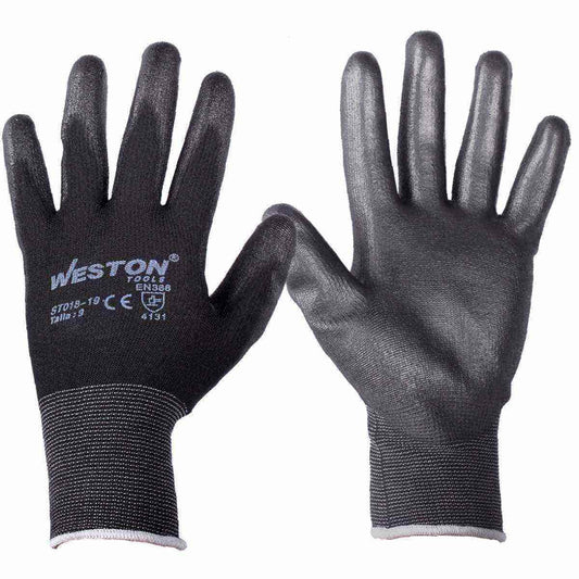 Guante Nylon Normal Con PU 13G Negro 9 (Precio X Par - Empaque Con 10 Pares) | ST018-19