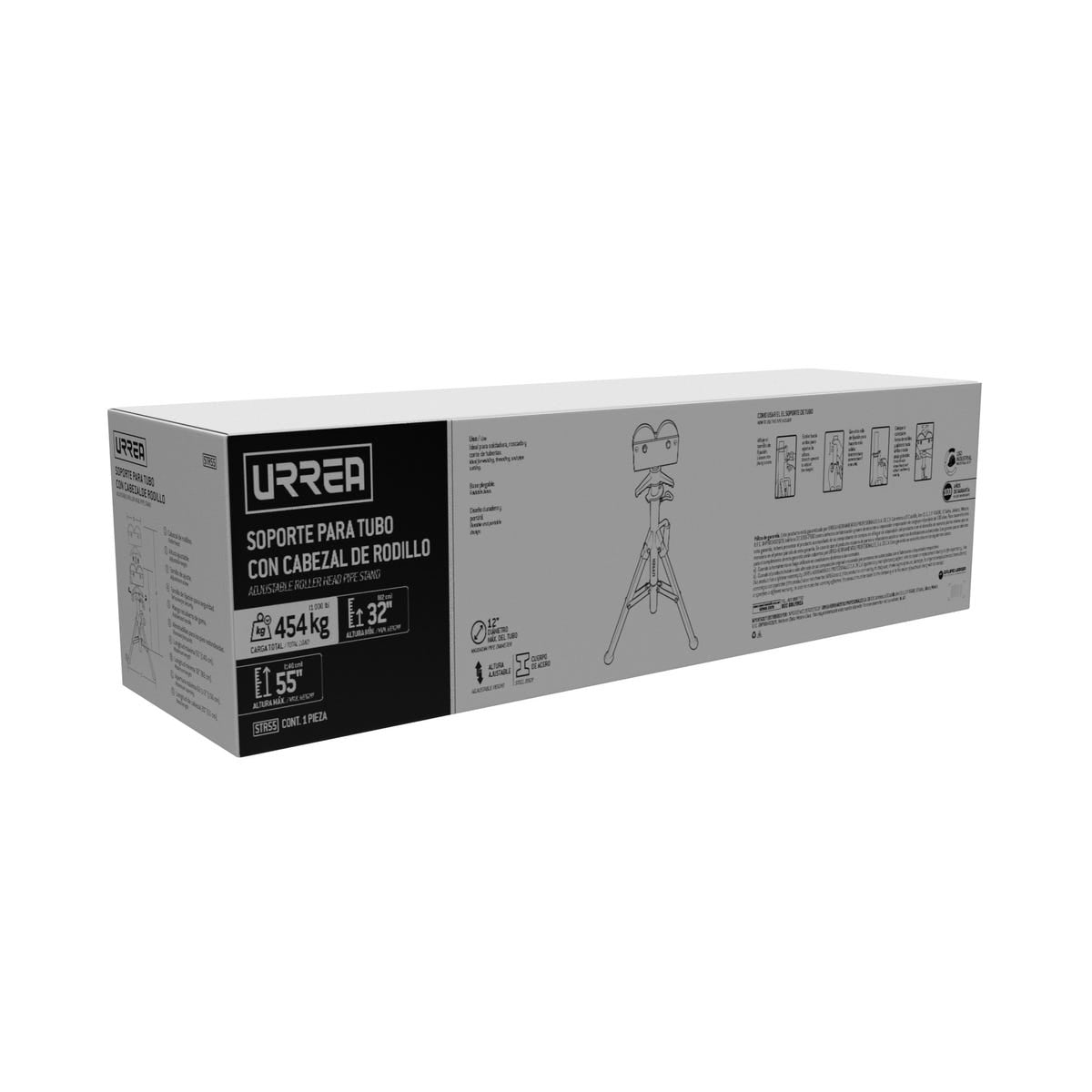 Soporte Para Tubo Con Cabezal De Rodillo Ajustable De 32 A 55, Urrea STR55