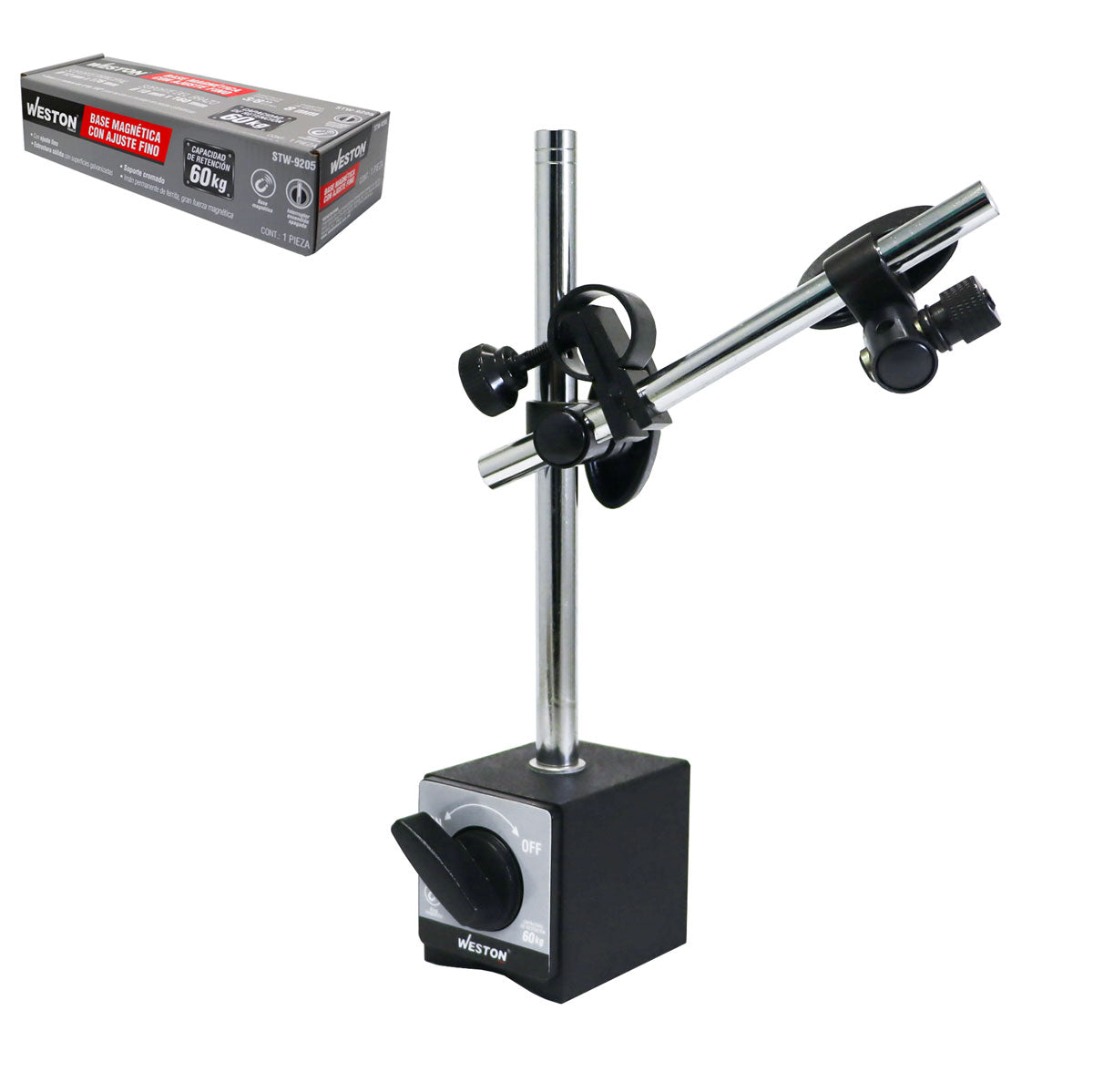 Base Magnética con Ajuste Fino Capacidad Retención 60 KG | STW-9205