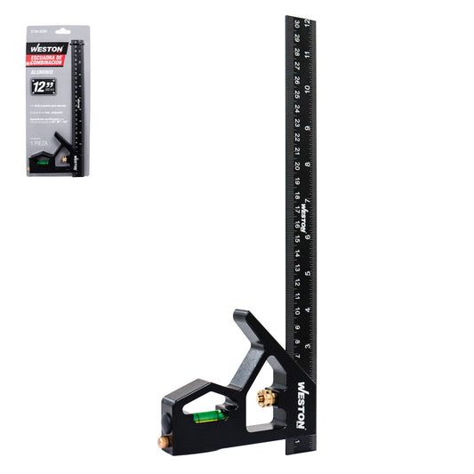 Escuadra de Combinación de Aluminio con Nivel 12'' | STW-9580