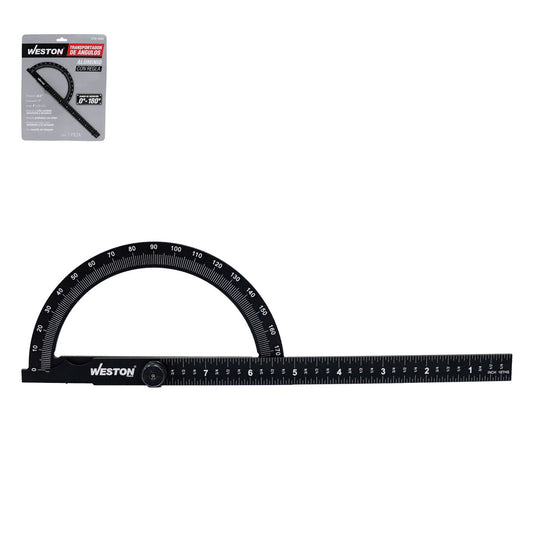 Transportador de Aluminio con Regla 180° 8" | STW-9690