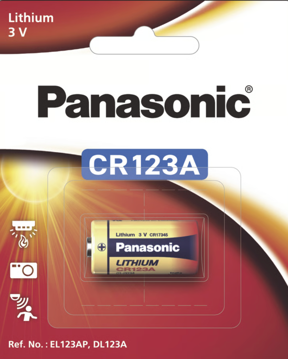 PNC-CR123A	Batería de litio CR123A PANASONIC 3V1,550 mAh